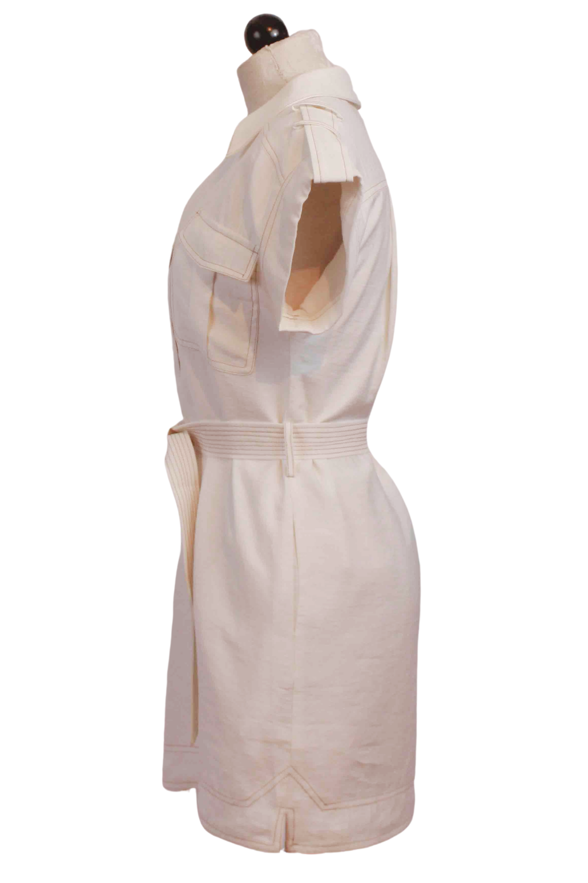 side view of White Diego Mini Dress by Mon Renn
