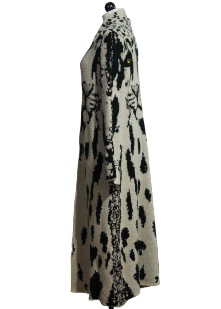 side view of The Pilcro Leopard Print Sweater Duster by Adore 