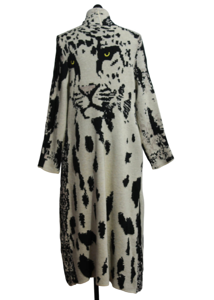back view of The Pilcro Leopard Print Sweater Duster by Adore 