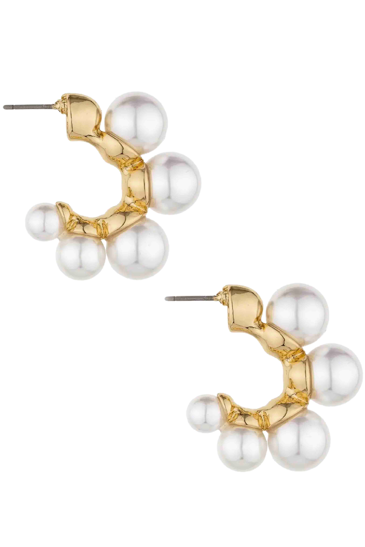 Five Point Pearl 18k Gold Plated Hoop Earrings By Ettika.