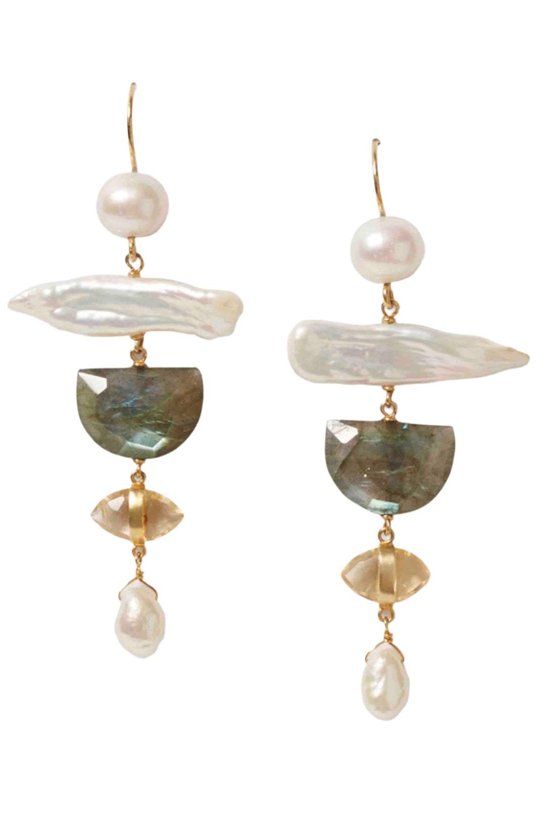 Freshwater Pearl Mix Chandelier Earrings by Chan Luu