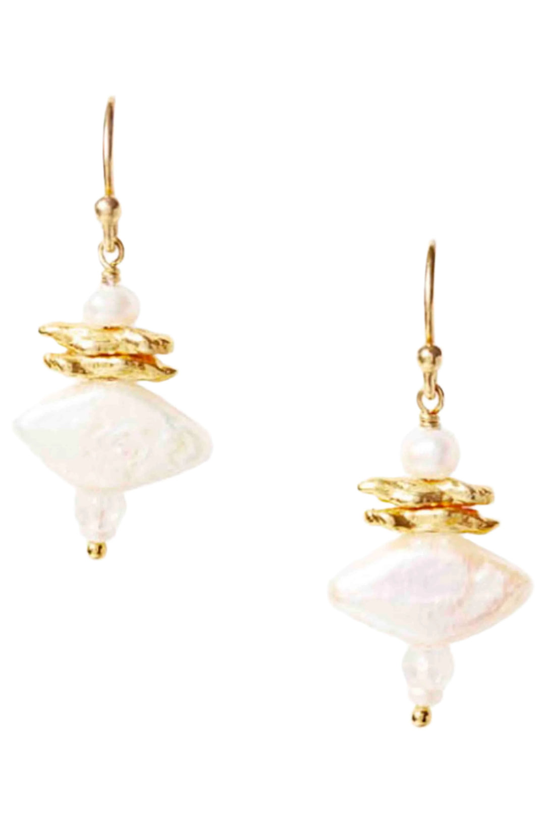 Petite Stack of Freshwater Pearls and Gold Chip Earrings by Chan Luu