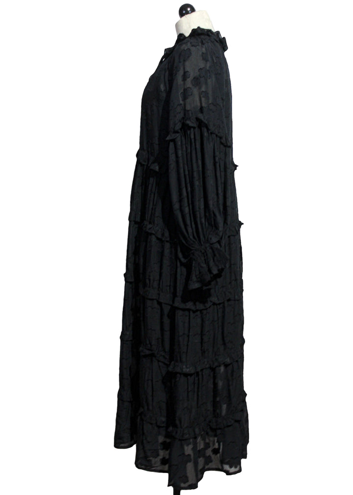 Side view of black Linda Dress by Emily Lovelock