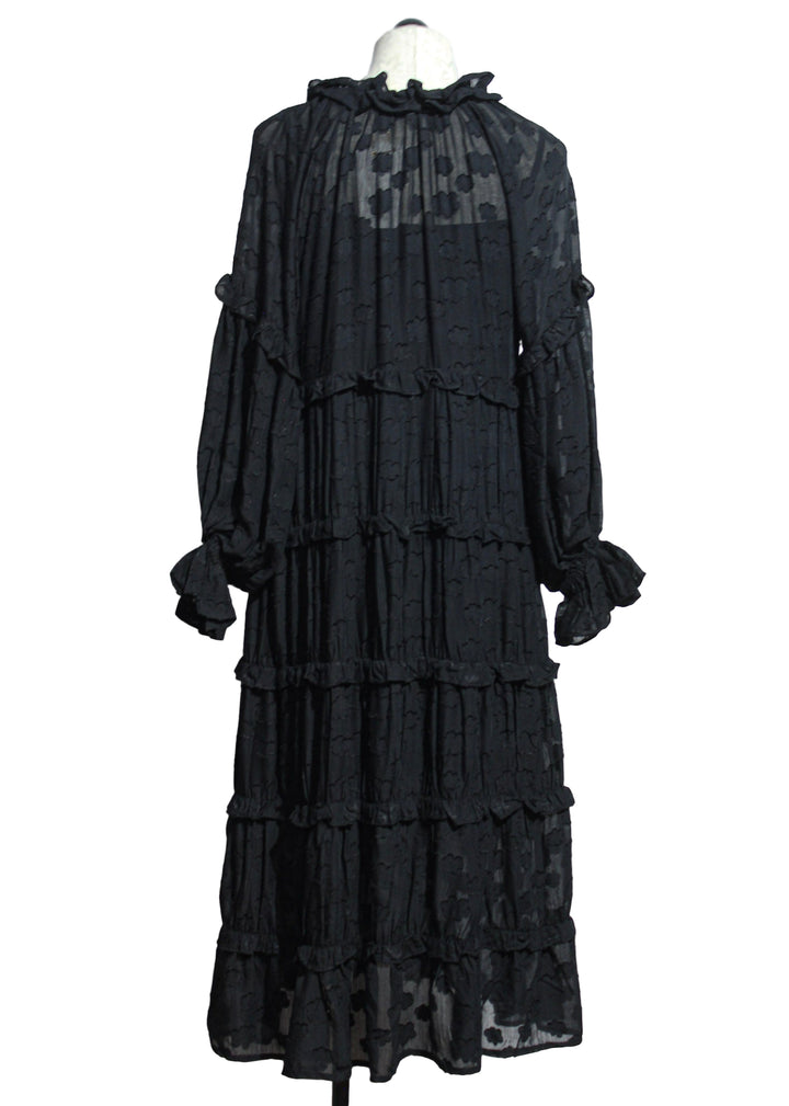 back view of Black Linda Dress by Emily Lovelock