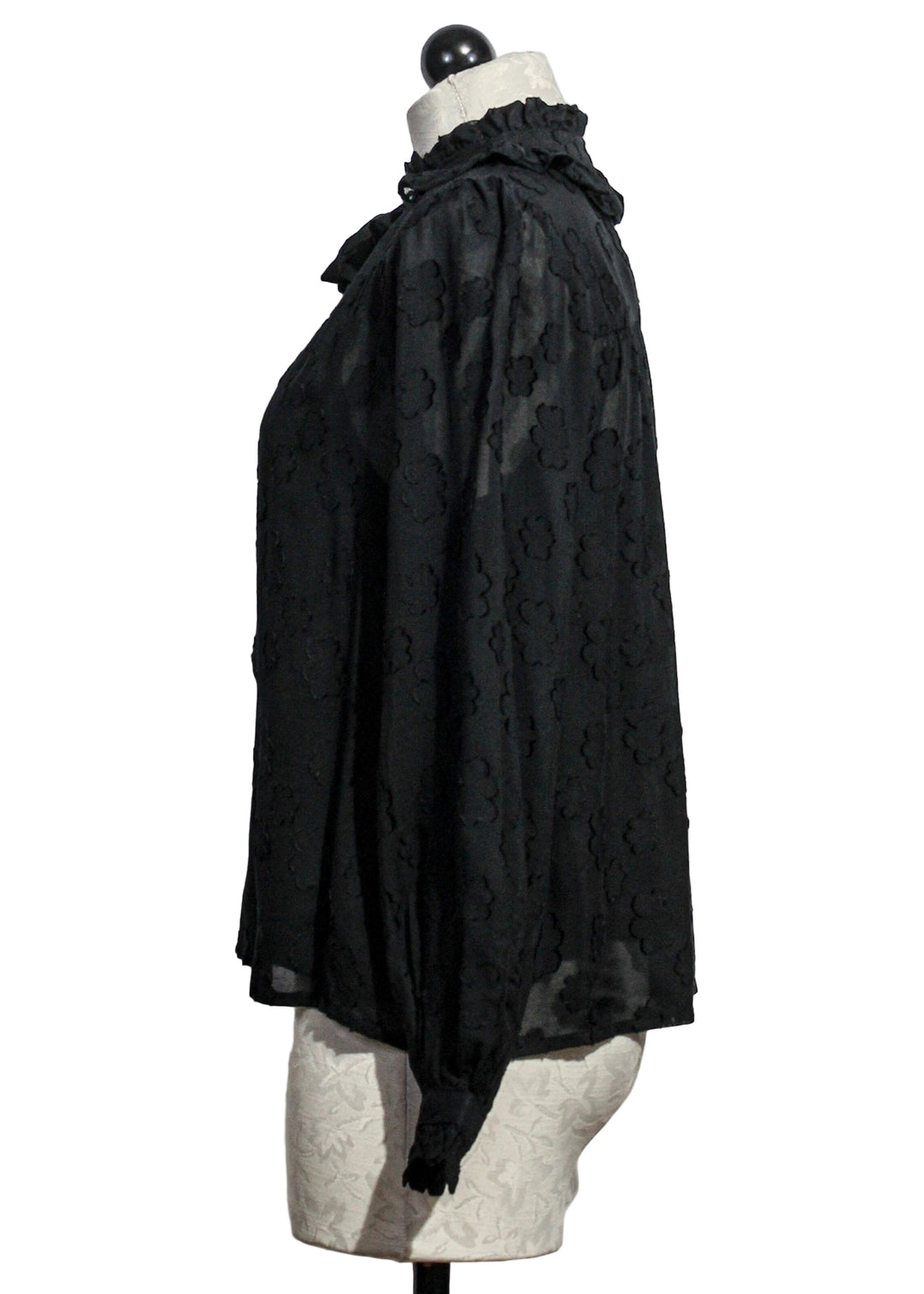 side view of Black Juliette Blouse by Emily Lovelock