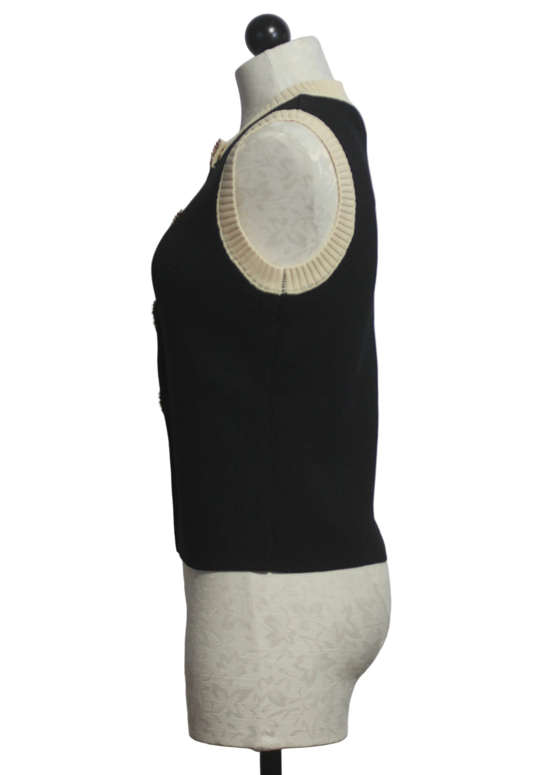 side view of Black Teri Vest by Emily Lovelock