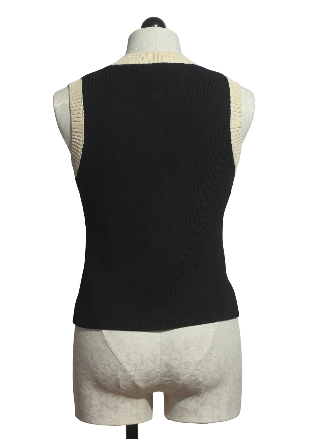 back view of Black Teri Vest by Emily Lovelock