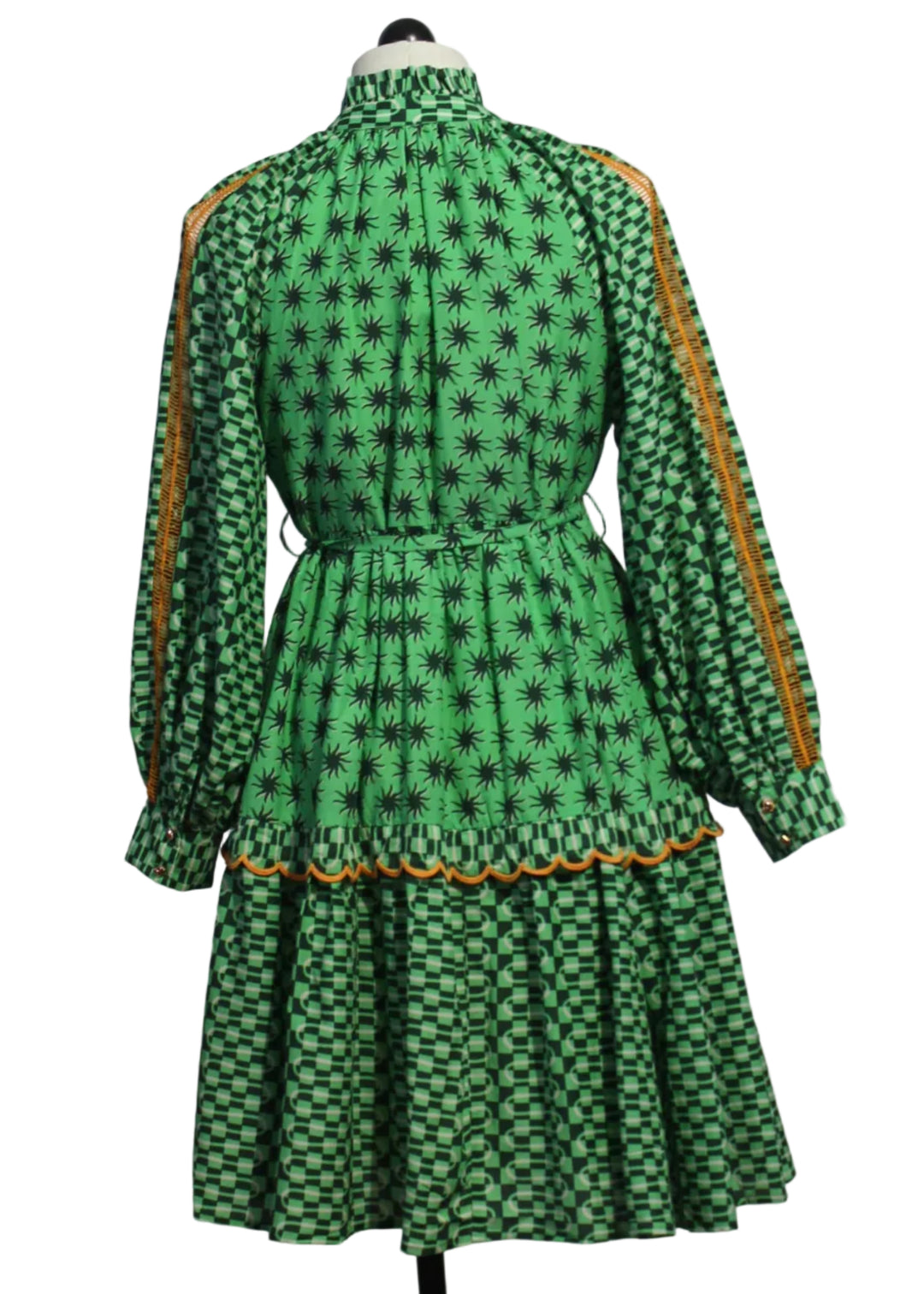 back view of Retro Green Lucy Dress by Emily Lovelock