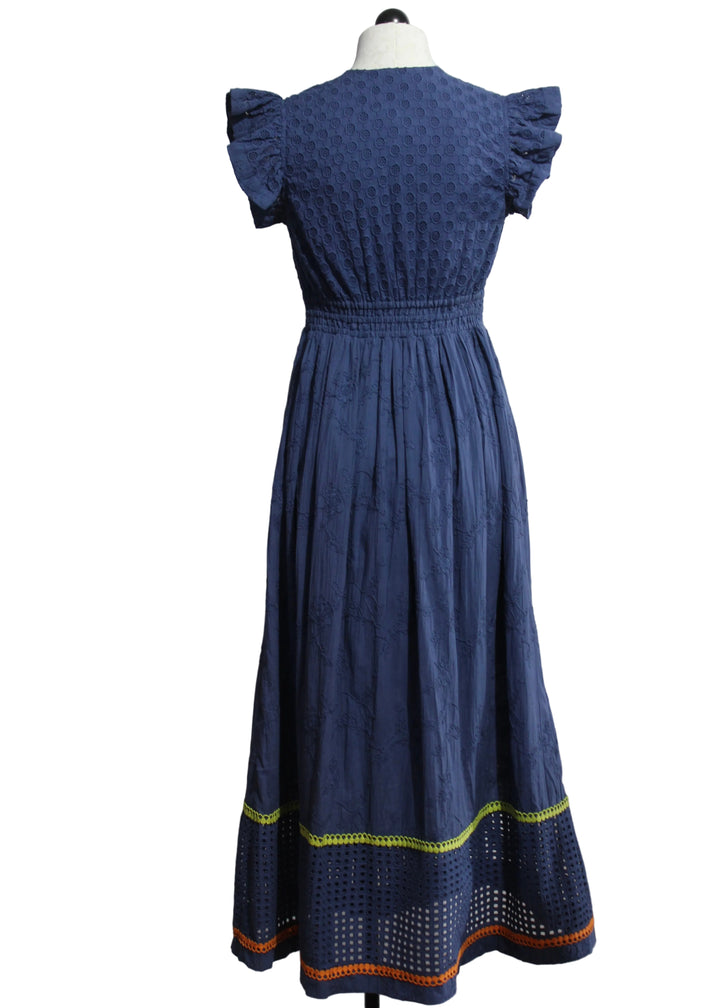 back view of Deep Cobalt Madeline Dress by Emily Lovelock