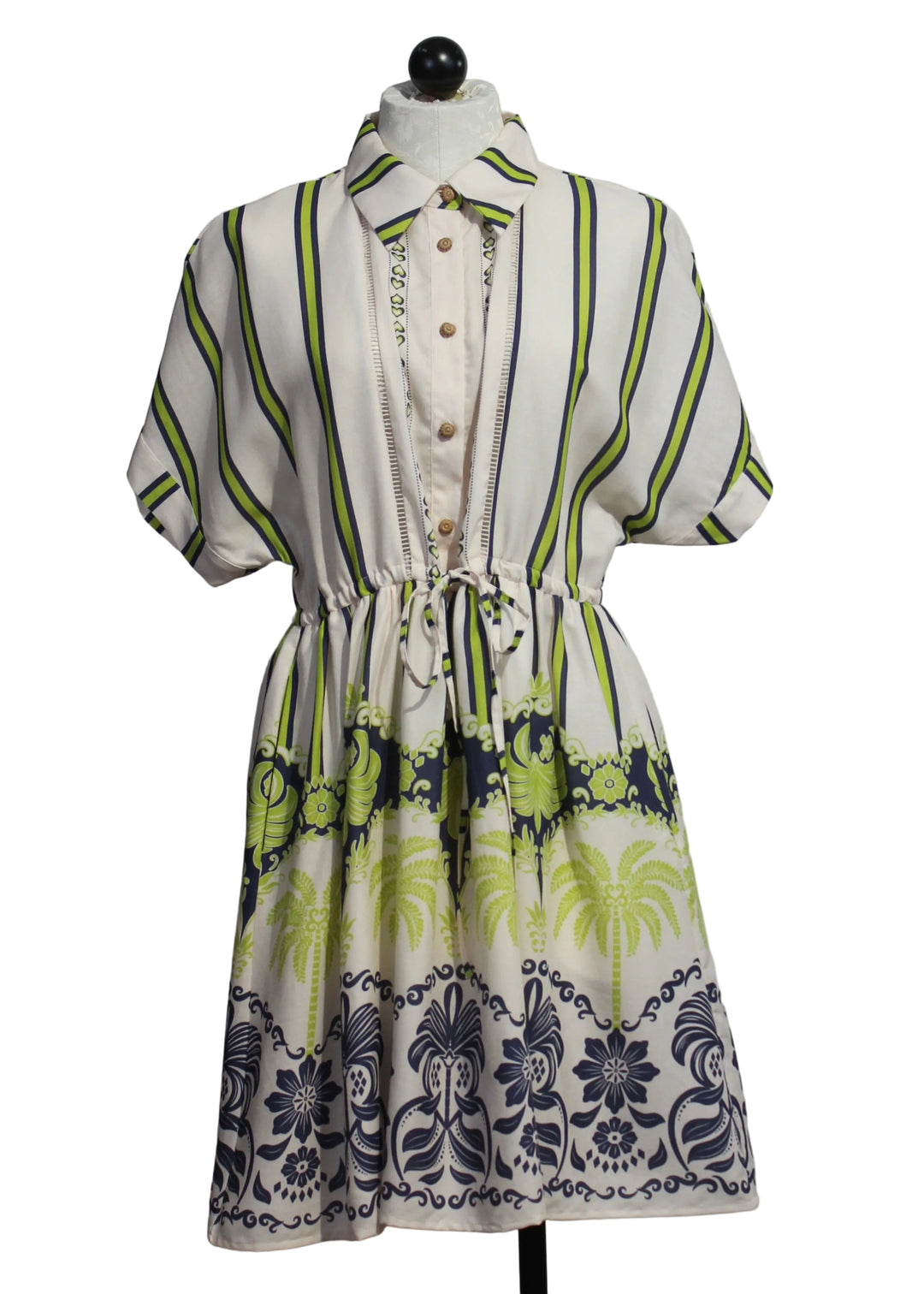 Ivory Short Drawstring Waist Ally Dress by Emily Lovelock
