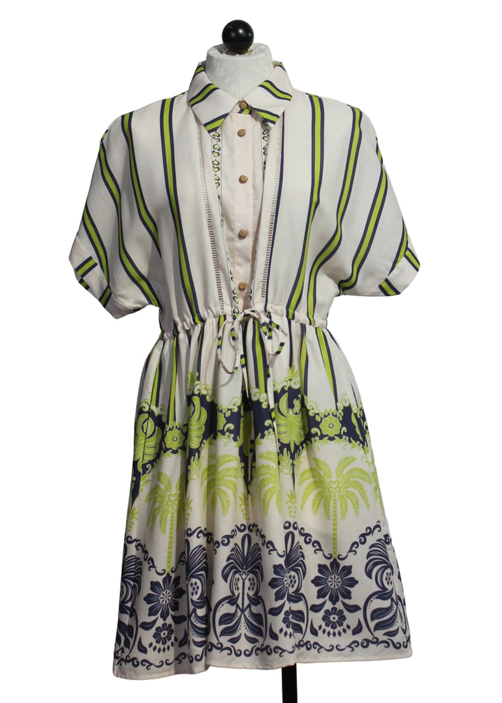 Ivory Short Drawstring Waist Ally Dress by Emily Lovelock