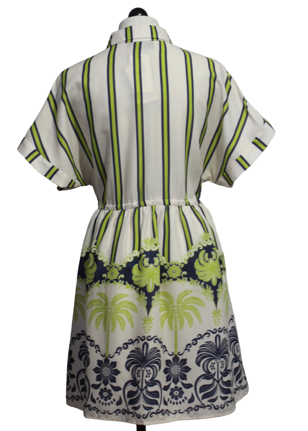 back view of Ivory Short Drawstring Waist Ally Dress by Emily Lovelock