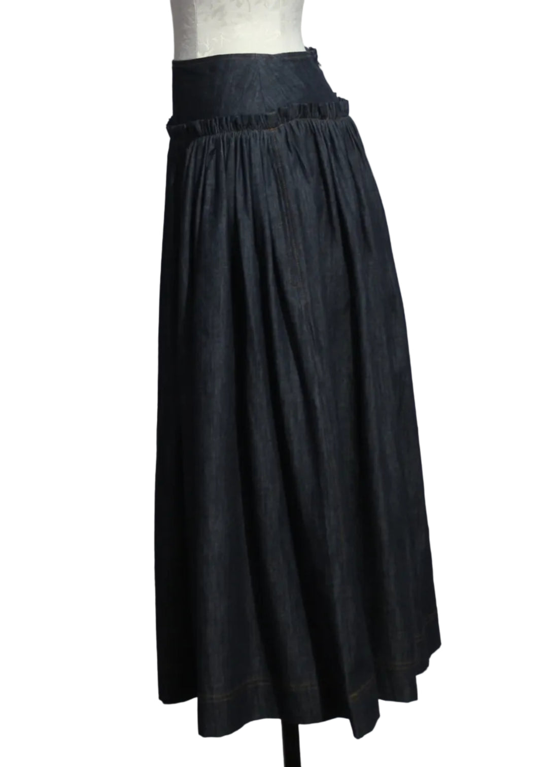 side view of the Denim Mabel Skirt by Emily Lovelock
