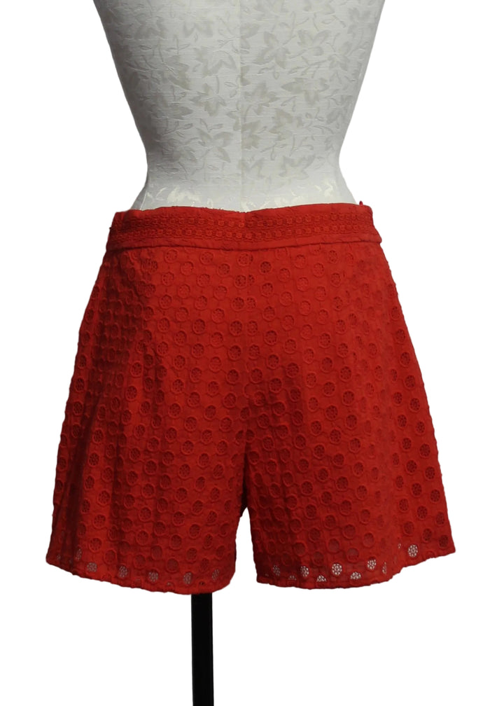 back view of Lava Red Nova Shorts by Emily Lovelock 