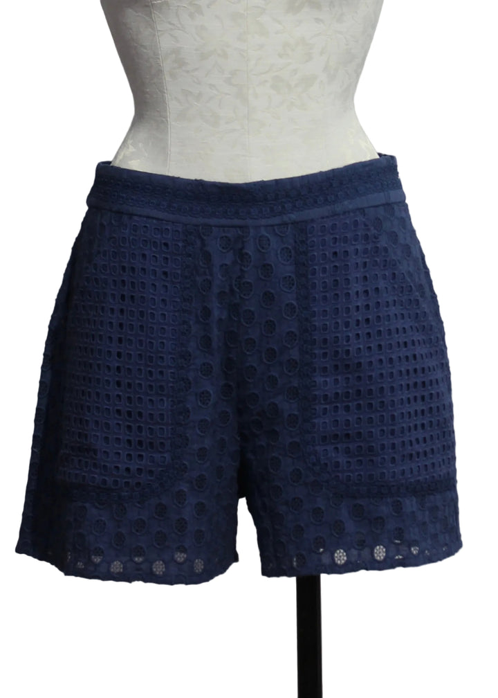 The Deep Cobalt Eyelet Nova Shorts by Emily Lovelock
