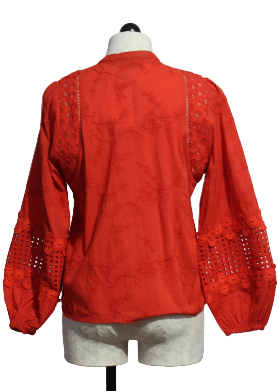 back view of Lava Red Martha Blouse by Emily Lovelock 