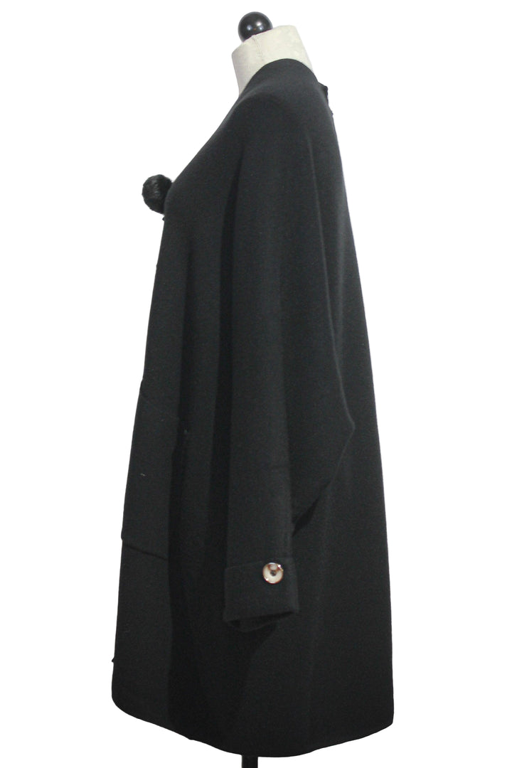 side view of Black Zip Front Dolman Sleeve Cardigan by Nikky 