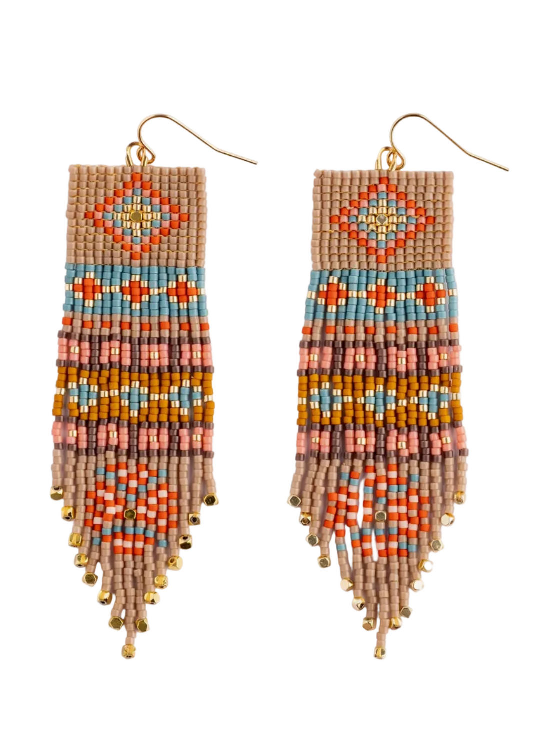 Beige Shisha Fringe Earrings by Mayana Designs