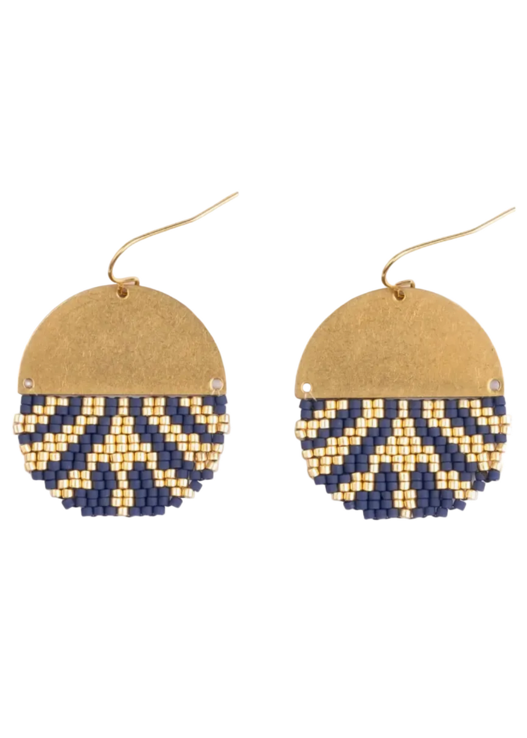 The Beaded Handwoven Savoy Drop Earrings in Blue by Mayana Designs Co
