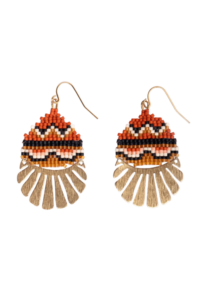 Beaded Handwoven Santa Fe Drops in Salmon/Rust by Mayana Designs Co