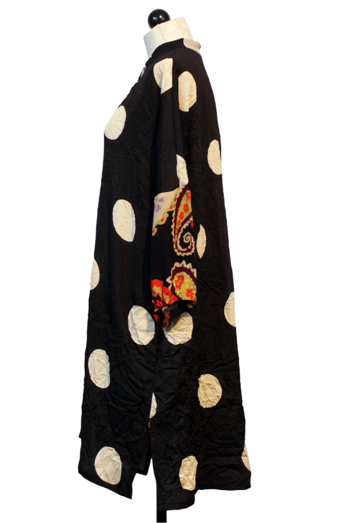 side view of Black/White Polka Dot Shirt Dress by Alembika