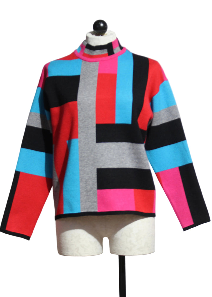 The Geometric Mock Neck Sweater by Elena Wang 