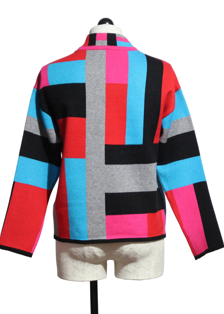 Back view of The Geometric Mock Neck Sweater by Elena Wang 