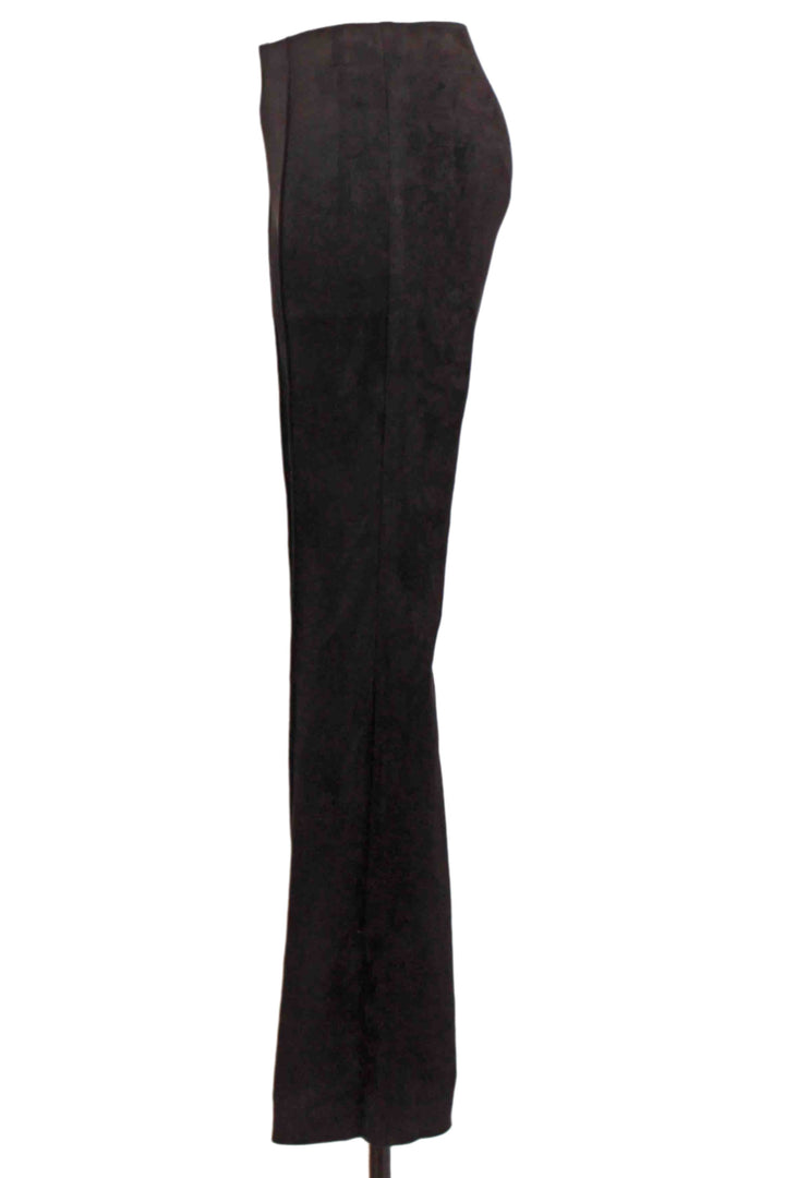 side view of Black Faux Suede Knit Ellie Bootcut Pants by Fifteen Twenty