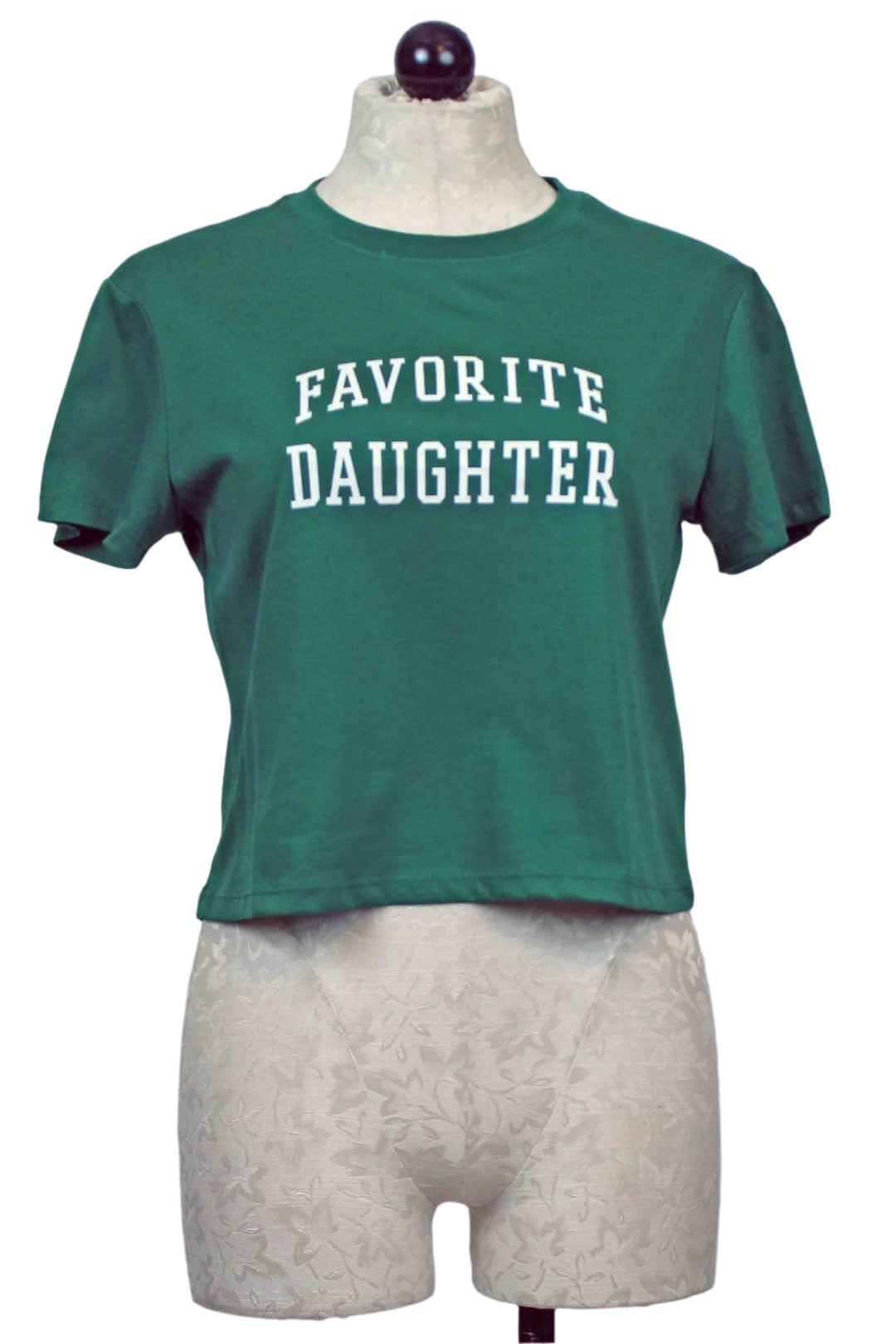  Emerald with White Cropped Collegiate Tee by Favorite Daughter 