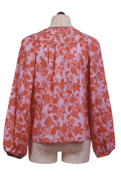 back view of Woodblack Floral print Emery Top by Caballero