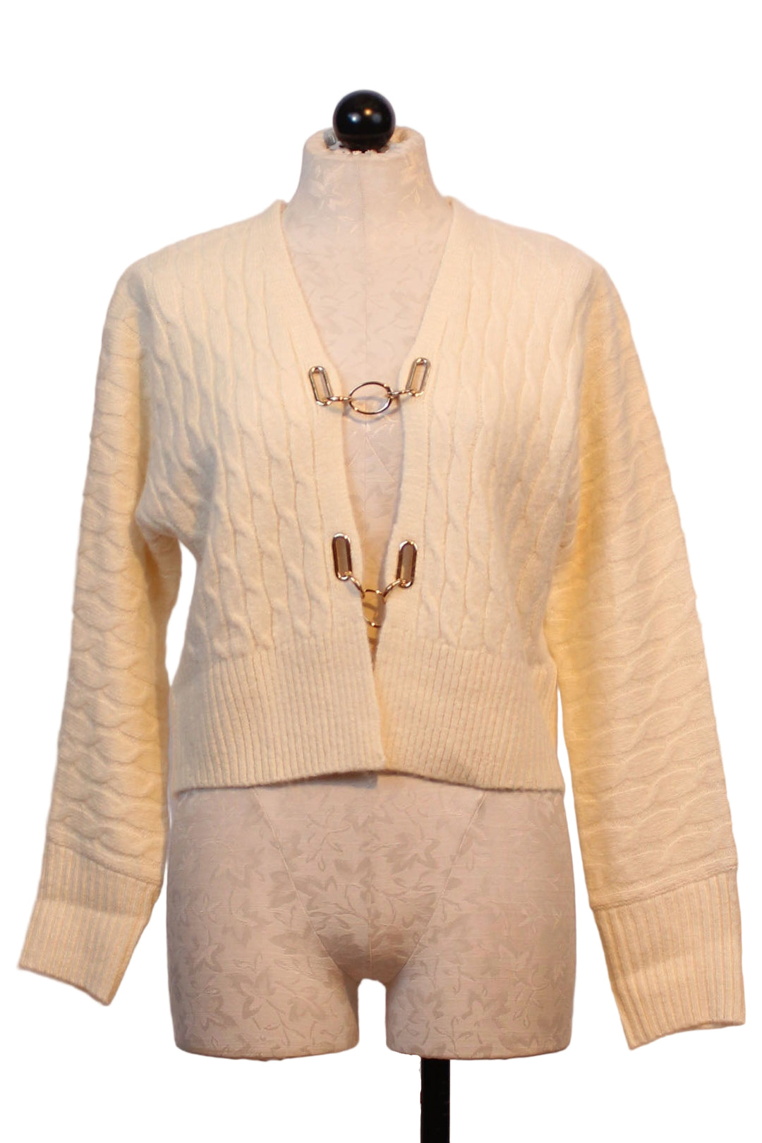 Alabaster colored Emile Cardigan by John and Jenn with chain closures