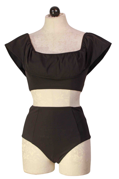 Black Emily Swimsuit Top by Marie Oliver paired with the matching Micha bottom