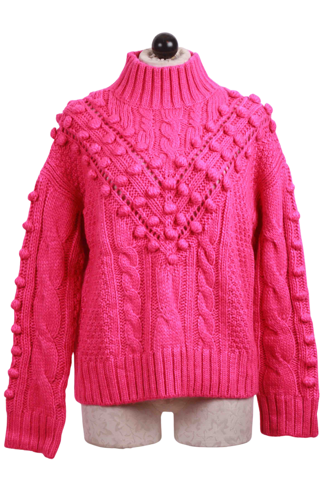 Electric Pink Eris Mock Neck Sweater by Marie Oliver