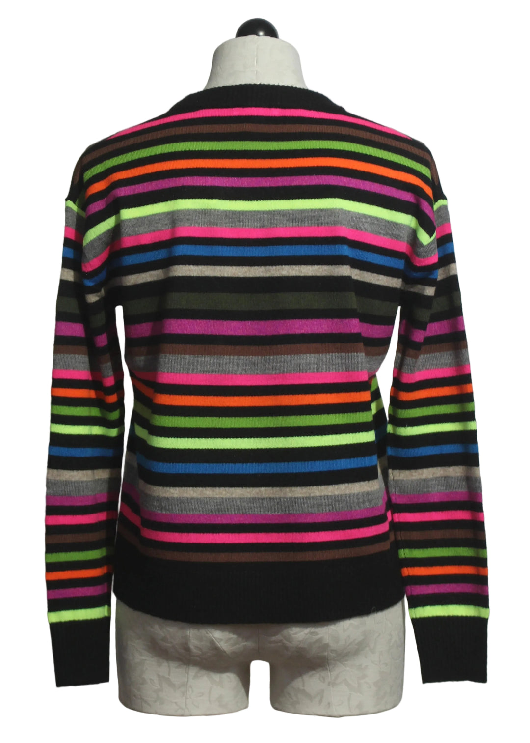 back view of the Black Multi Hype the Stripe Sweater by Lisa Todd
