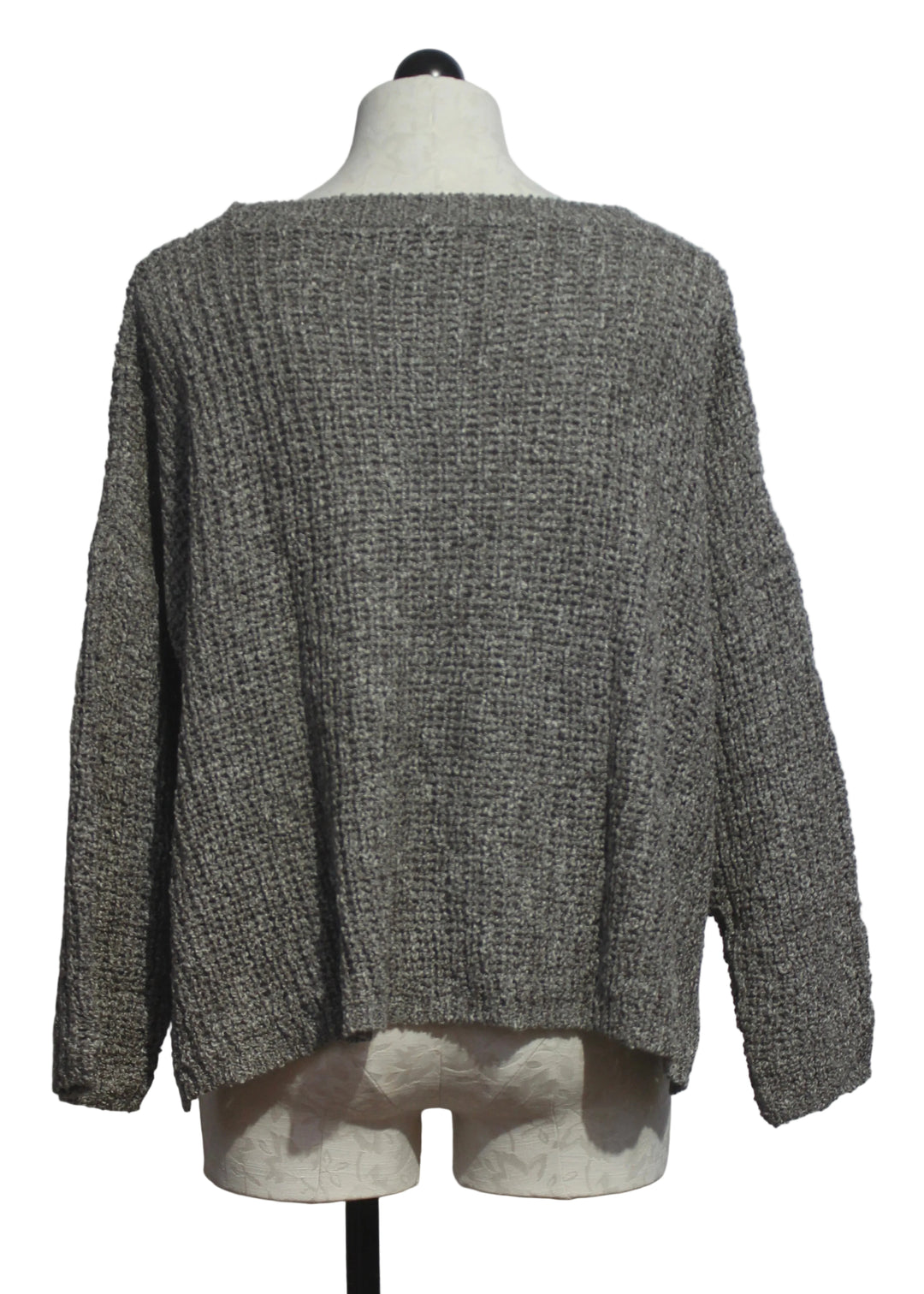 back view of The Roxy Pullover by Island Tribe Knits in Pebble