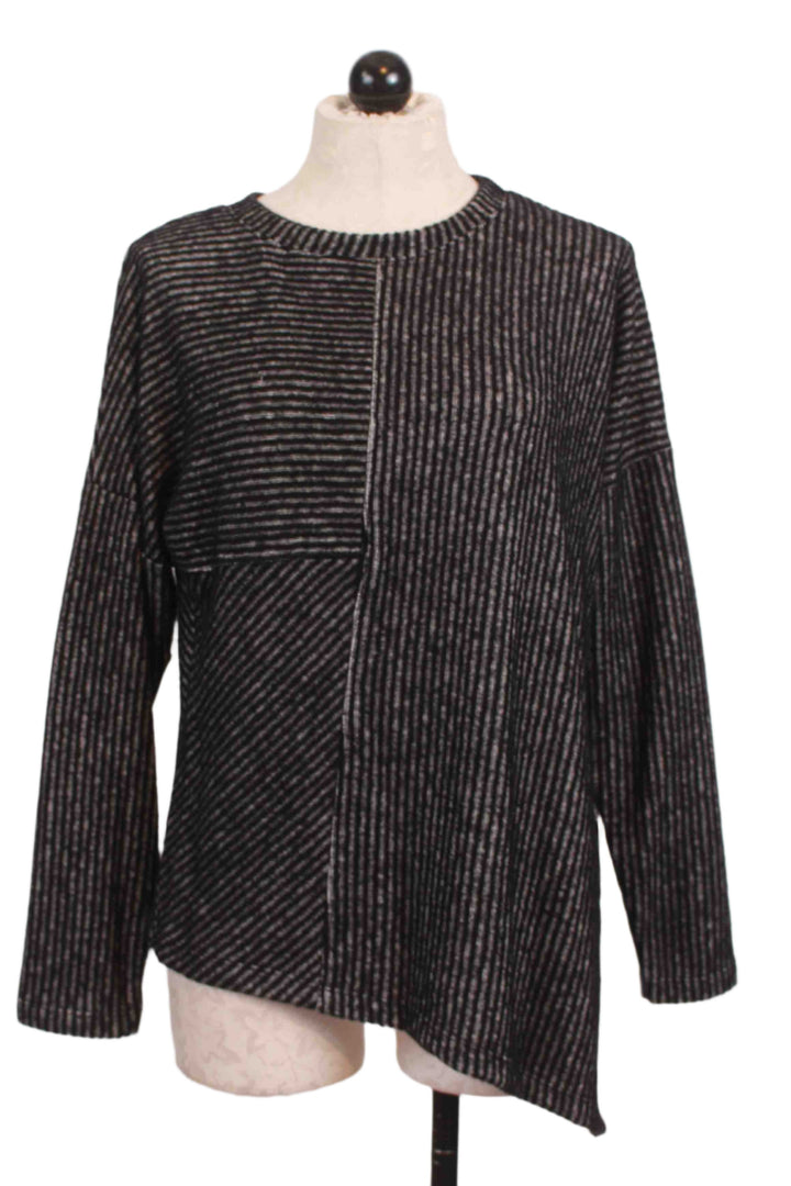 Black Striped Asymmetrical Top by Nally and Millie