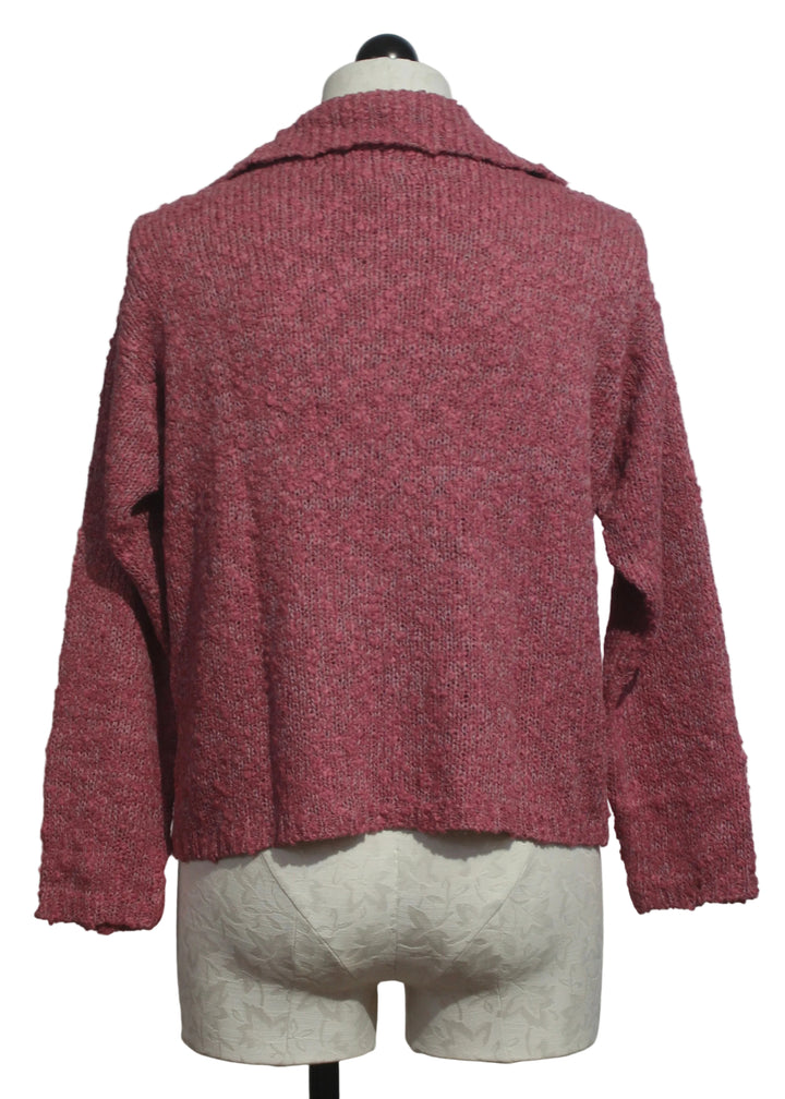 back view of The River Cardigan by Island Tribe Knits in Dusty Rose