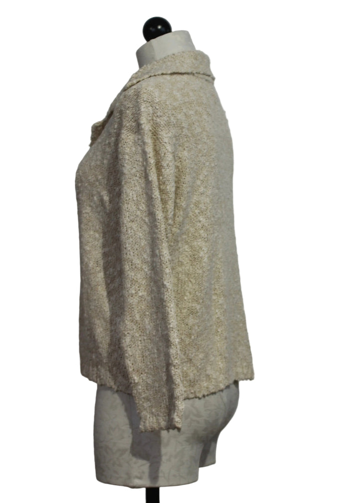 side view of The River Cardigan by Island Tribe Knits in Cream
