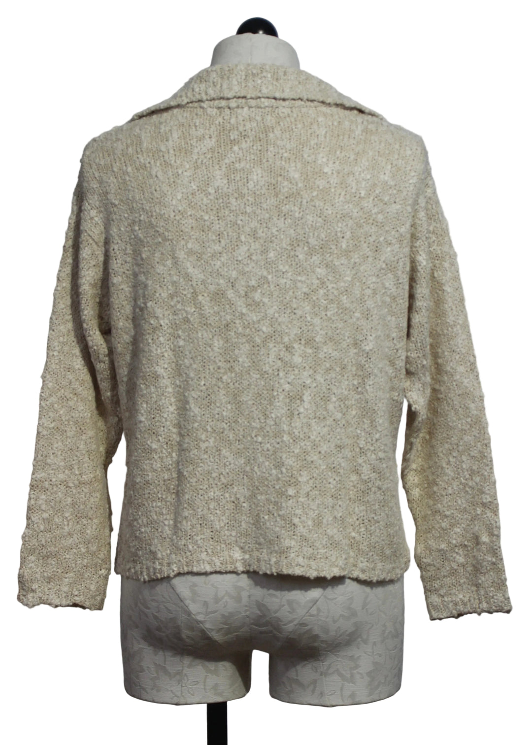 back view of The River Cardigan by Island Tribe Knits in Cream