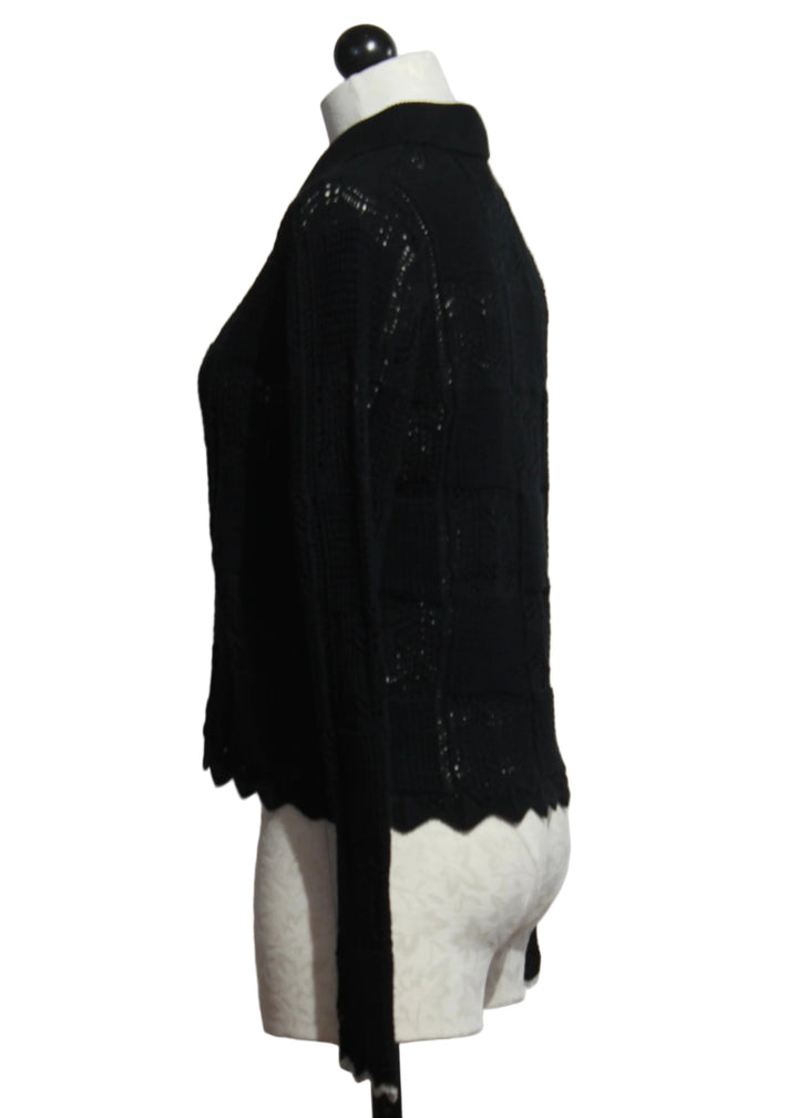 side view of Black Checkmate Cardigan by Lisa Todd