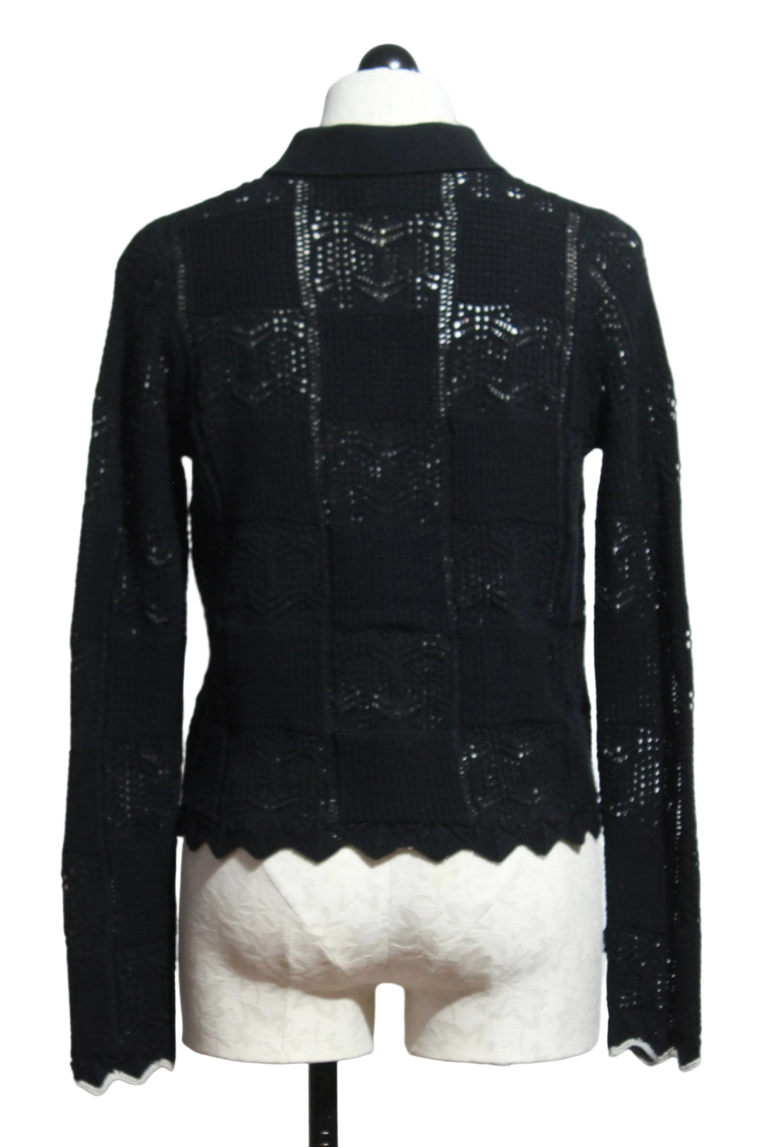 back view of Black Checkmate Cardigan by Lisa Todd