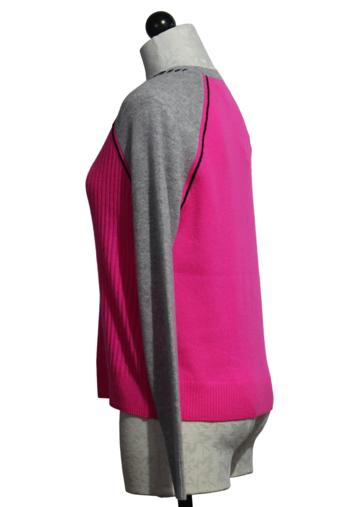 side view of Block Out Sweater in Pink Flash by Lisa Todd