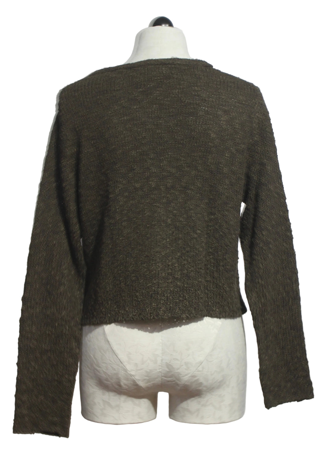 back view of The La Petite Cardi by Island Tribe Knits in Chocolate