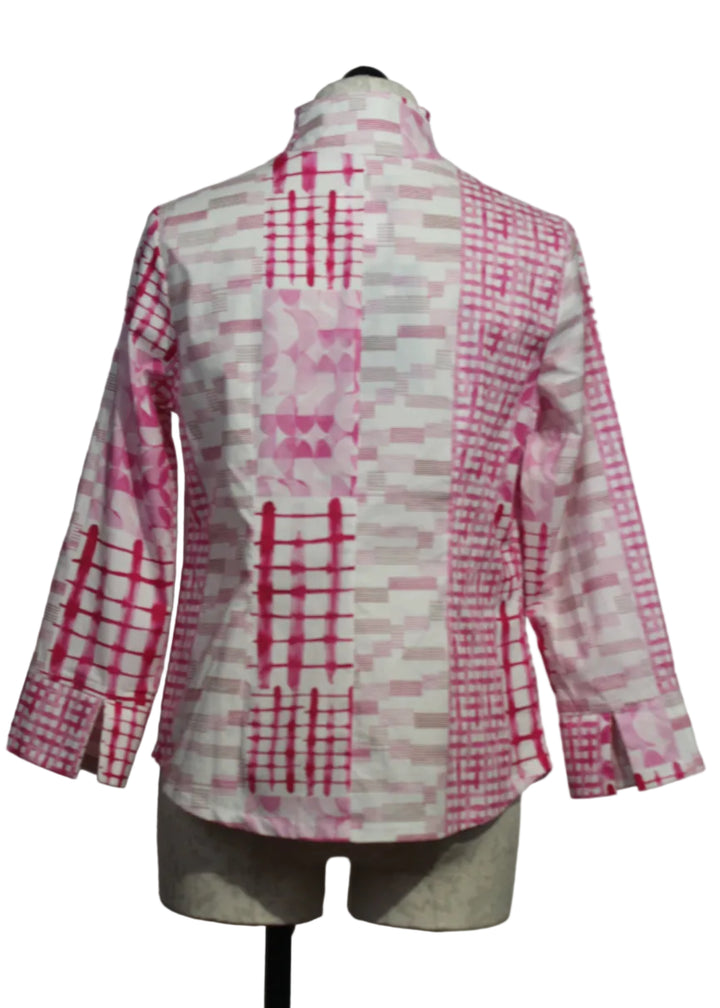back view of Fuschia Pink and White Cotton Blouse by Alison Sheri 