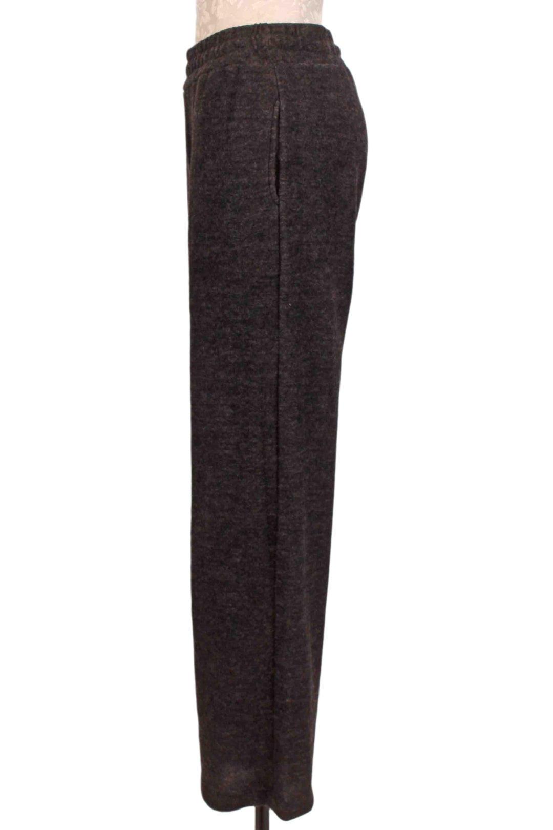 side view of Black Brushed Pull-On Pants with side Pockets by Nally and Millie