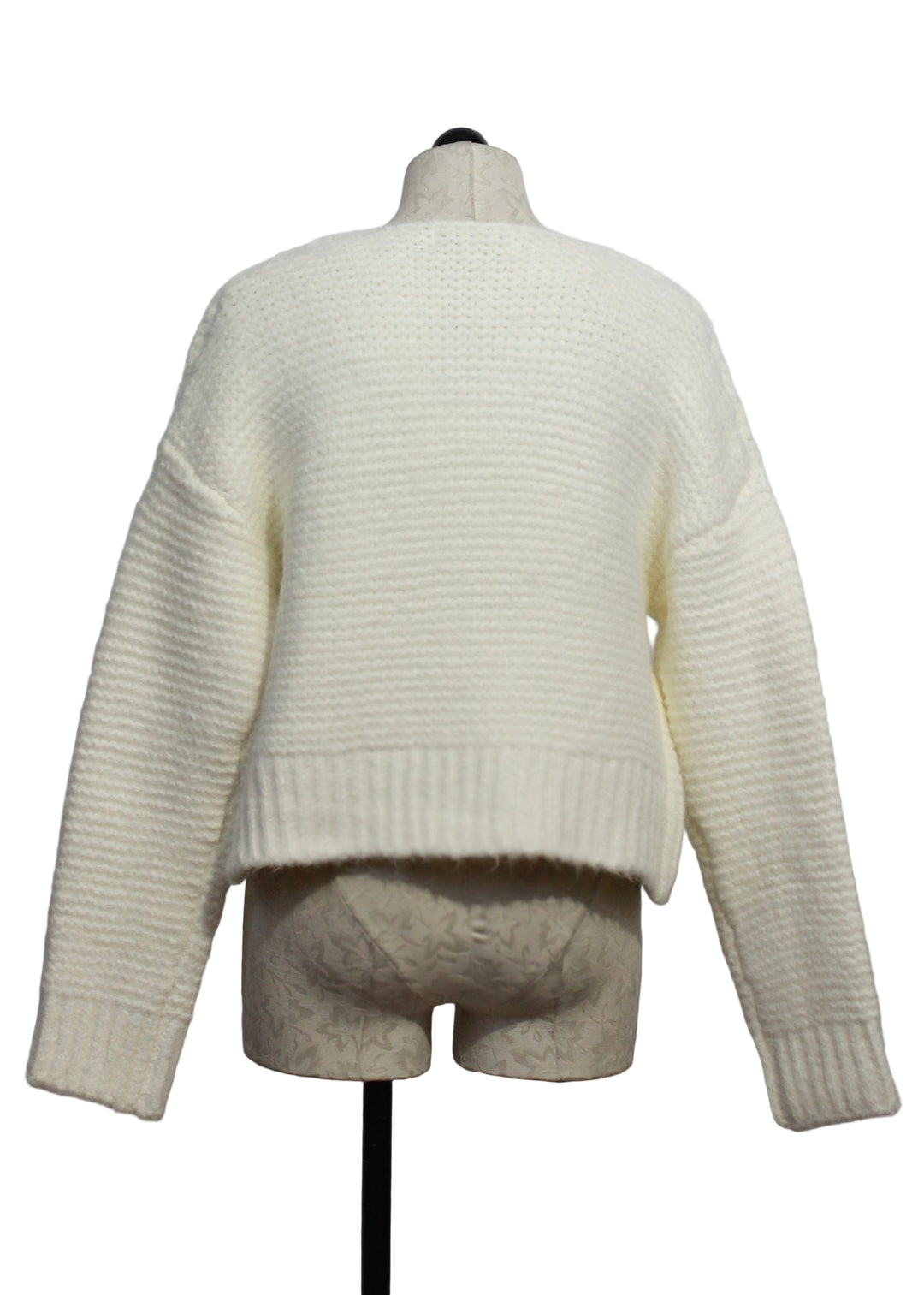 back view of Polar colored Frederic open front Cardigan by John and Jenn