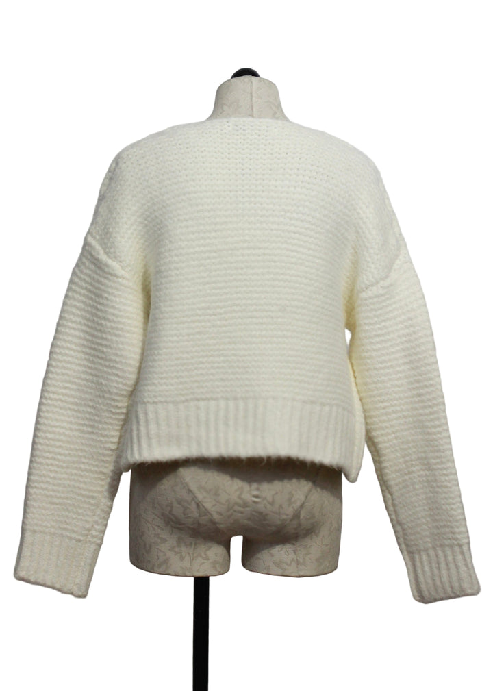 back view of Polar colored Frederic open front Cardigan by John and Jenn