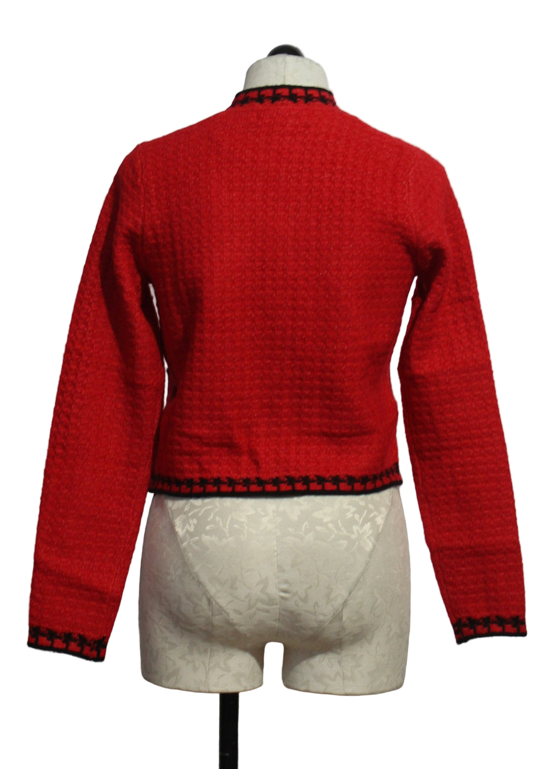 Back view of Preppy Crimson Benedict Cardigan by John  and Jenn