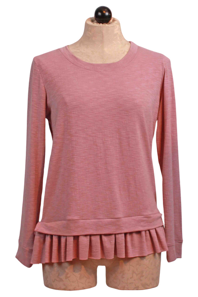 Pink Nectar Long Sleeve Ruffle Bottom Top by Nally and Millie