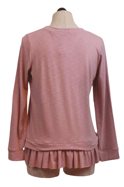 back view of Pink Nectar Long Sleeve Ruffle Bottom Top by Nally and Millie